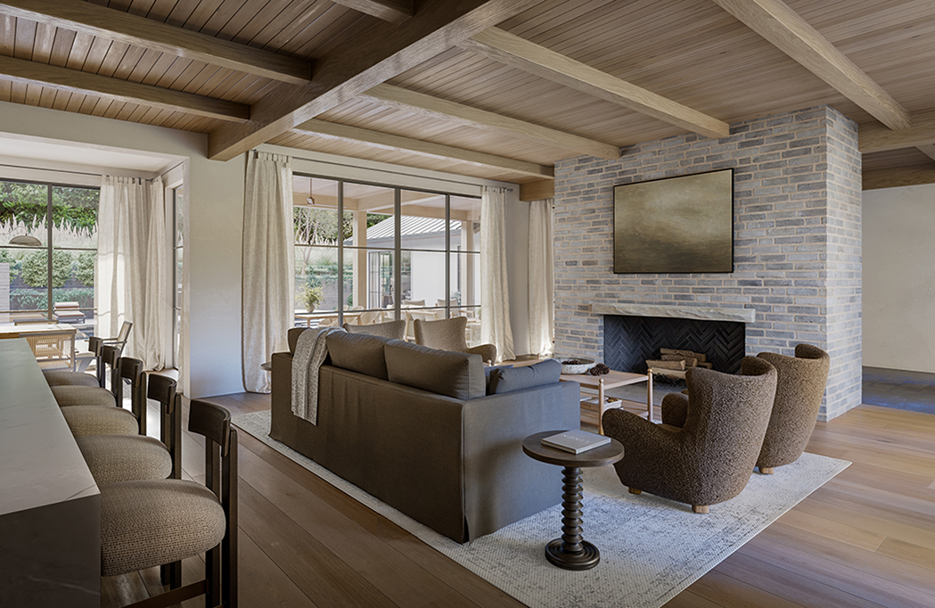 Living Room View of Cedar & Oak Loraloma Project
